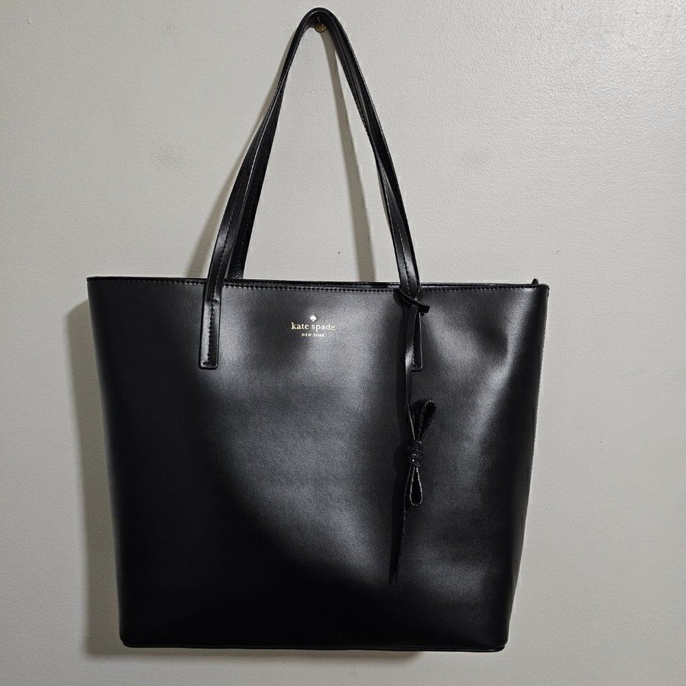 NEVER USED KATE SPADE NEW YORK BLACK SMOOTH LEATHER LARGE TOTE